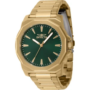 Invicta Men's Watch Speedway Quartz Green Dial Yellow Gold Bracelet 46841 - Picture 1 of 2