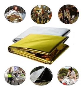 Manta térmica de emergencia médica Mylar Trauma Military Survival Safety Gold - Imagen 1 de 9