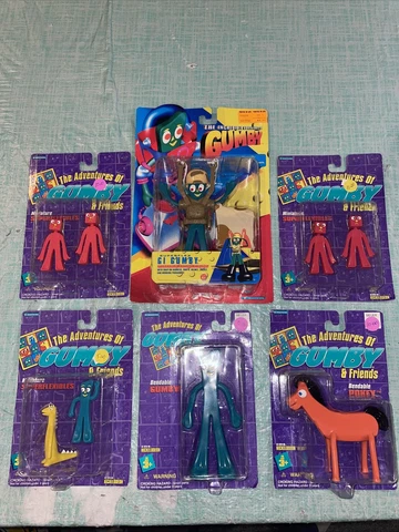 6 New 1995 Trendmasters GUMBY Pokey Blockheads Prickle Toy Figure Bendy Bendable Cover
