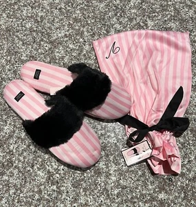 Victoria’s Secret Iconic Stripe Black Fur Size L 9-10 With Bag New - Picture 1 of 2
