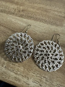mandala gold earrings 1 1/2 In diameter brushed gold - Picture 1 of 5