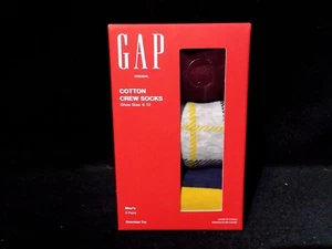 GAP Men's 3 Pair Cotton Crew Socks Size 6-12 NEW WITH BOX - Picture 1 of 3