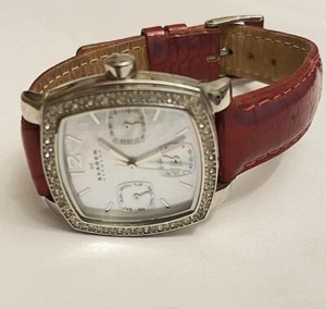 Skagen Womens Chronograph Watch 558SSLP4 Leather Band Rhinestone Trim - Picture 1 of 9