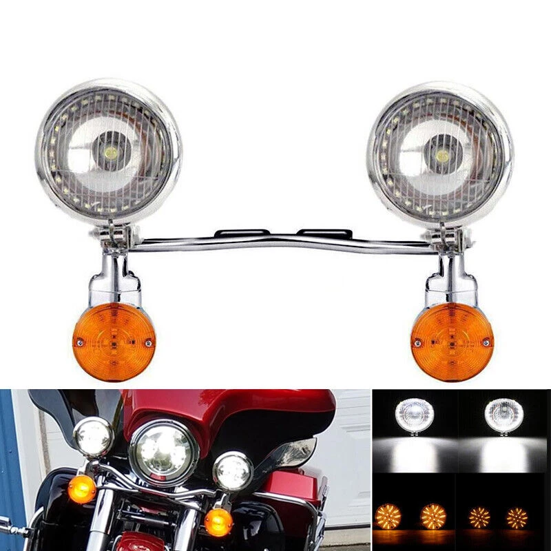Kit de barra de luz de señales de paso LED cromadas para Softail Springer Heritage Harley Foto 1 de 4