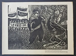 Vintage CUBAN Revolution Print #3 Portrays Fiery 1960 FIDEL CASTRO Havana Speech - Picture 1 of 4