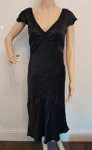 Ladies New Look midaxi black silk embellished v neck dress prom party Size 10 - Picture 1 of 4
