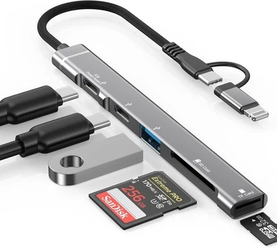 5 in 1 SD Card Reader Adapter, [MFi Certified] USB C & Lightning to Micro SD/SD  - Image 1 of 4