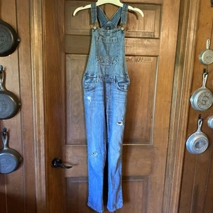 Kids Denim Gap XL Bib Overalls With Worn Distressed Places On Bibs - Picture 1 of 7