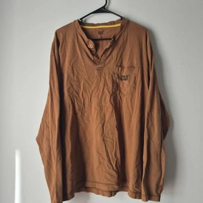 CAT Men's Work Shirt Long Sleeve Workwear Casual Button Up XL 100% Cotton - Image 1 of 4