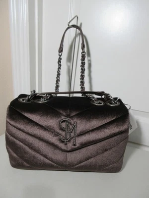 STEVE MADDEN BCOLEMAN ~ VELVET SUEDE QUILTED SHOULDER BAG    CHOCOLATE    NWT - Image 1 of 4