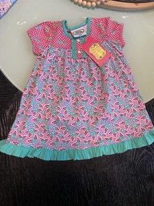 Flit and Flitter Babs Turq Dragon Flies Dress 18 month girl baby floral - Picture 1 of 6