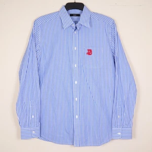 Camisa Diesel Para Hombre Azul Blanco Rayas Bordada Bolsillo Manga Larga Mediana - Imagen 1 de 14