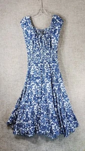Vestido midi Chelsea & Theodore de algodón ajustado para mujer M azul cachemira boho usado en excelente estado - Imagen 1 de 12