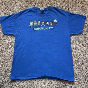2012 Community TV Show Pixel Shirt Sz Large Blue Promo - Picture 1 of 5