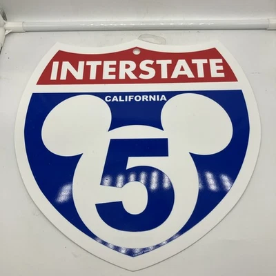 Letrero de plástico de carretera Disneyland Interestatal 5 California Mickey Mouse Disney 11x12" Foto 1 de 2