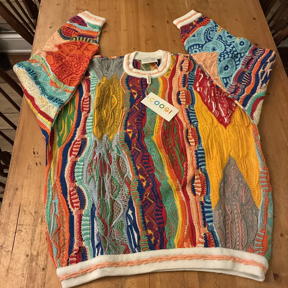 Vintage NEW Unworn COOGI 3D Australia Pullover Sweater 74095 Multi Cotton Mens M - Image 1 of 4