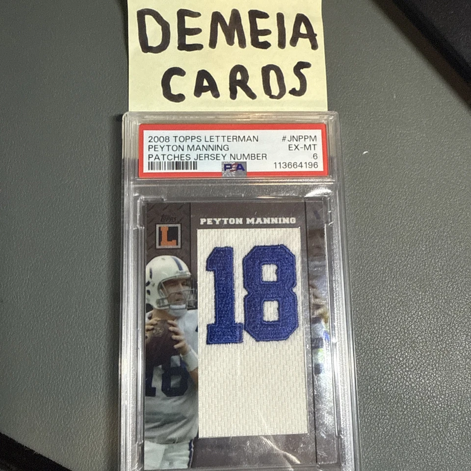 Camiseta deportiva Topps Letterman Peyton Manning 2008 parches número Foto 1 de 3
