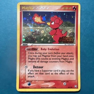 Magby 24/109 EX Team Rockets Return Reverse Holo Rare NM Nice Swirl 💫✨🌟 - Image 1 of 4