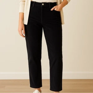 St. John Trousers Straight-Leg Pants Velvet Pinstripe Women’s Large Black - Picture 1 of 9