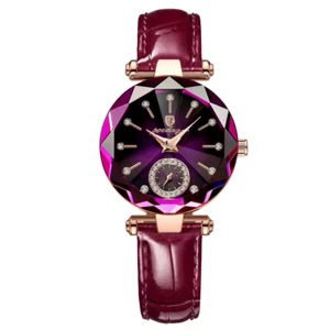POEDAGAR Women’s Waterproof Stainless Steel Diamond Quartz Watch Leather Strap - Picture 1 of 7
