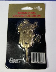 Vintage Brass Rooster Single Hook Wall Hanger 3.75" x 2" 1988 Action Industries - Picture 1 of 6