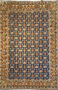 Oversized 10x7 Navy Wool Rug | Classic Veramin Pattern | Hand-Knotted - Picture 1 of 5