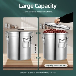Bote hermético acero inoxidable cocina recipiente de cereales cubo con tapa 21 L - Imagen 1 de 23