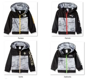 NFL Team Logo Boys Black Hooded Jacket by Gerber -Select- Size Below - Picture 1 of 6
