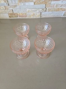 Rosa Depression Glas Sherbert Dessert Tassen Anchor Hocking Schuhnagel Menge 4 Vintage - Bild 1 von 8