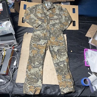 VINTAGE Liberty Coveralls Men Large 42-44 Green Realtree Camo Hunting Outdoors  - Image 1 of 4