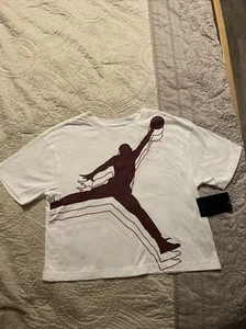 Jordan Short Sleeve Crewneck Graphic T-Shirt White Youth Girls 12-13 - 140-155cm - Picture 1 of 5