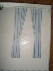 Ikea Kinder Gardinen 2 Paneele mit Raffbändern Gulsparv blau weiß gestreift Kinder NEU - Bild 1 von 12