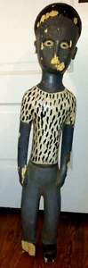 Outstanding Vintage West African Hand Carved Polychrome 32" Tall Boy Doll/Statue - Picture 1 of 10