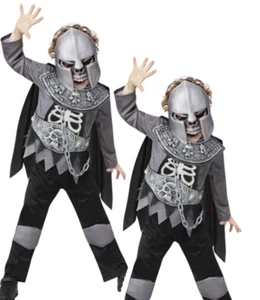 Deluxe Skeleton Knight Costume Boys Medieval Knight Guard Fancy Dress Haloween - Picture 1 of 5