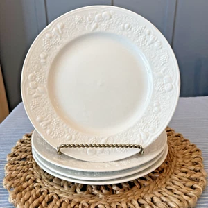 Martha Stewart Collection Harvest Border Dinner Plates White Embossed Set of 4 - Picture 1 of 4