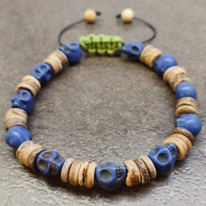 Mens Wrap Bracelet Cuff Wristband Jewellery Bangle Gemstones Beaded Braided Rope - Picture 1 of 4