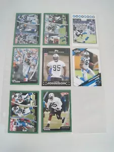 Lotto di 8 carte giocatore Carolina Panthers NFL con foglio raccoglitore (Charles Johnson) - Foto 1 di 12