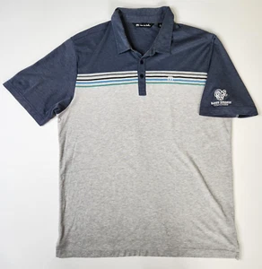 Travis Mathew Polo Golf Shirt grau navy XL Colorblock gestreift Pima Baumwolle Preppy - Bild 1 von 7