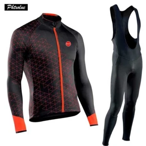 Men Winter Thermal Fleece Cycling Jersey Set Long Sleeve Cycling Set Mtb Suit - Picture 1 of 44