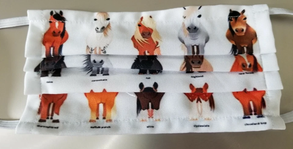 Horse Themed Fabric Face Mask, Osfa, Elastic Ear Holders - Image 1 of 3