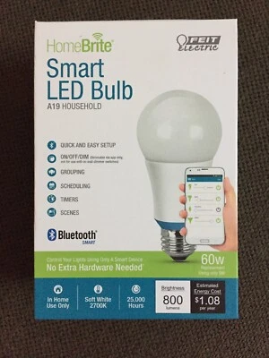 Feit Electric 60W A19 HomeBrite Smart LED Bulb - 800 Lumens *NEW* - Image 1 of 4