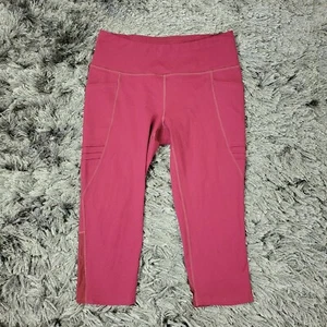 Oiselle Capri Leggings Women's 10 Red Stretch Casual Zip Pocket Yoga Gym Workout - Picture 1 of 24