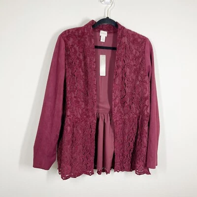 Chaqueta de encaje de gamuza sintética Chicos para mujer talla grande roja femenina manga larga nueva con etiquetas Foto 1 de 4