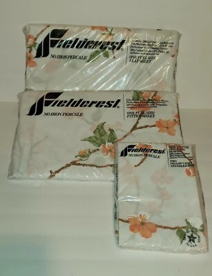 FIELDCREST Perfection Twin Size Fitted & Flat Sheet  Pillow Cases Floral VINTAGE - Image 1 of 4