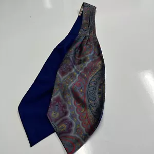Vintage Ascot SilkTie. Made in England. Bluish Gray with Red Paisley. 43”x 5.5” - Picture 1 of 5