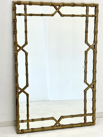 Massive Vintage Chippendale Faux Bamboo Mirror Cover