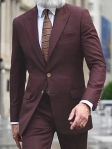 Maßgeschneidert Weinrot Herren Anzug Business Anzug Set Dunkel Burgund Anzug für Männer - Bild 1 von 5