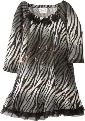 Camisa de vestir para niñas pequeñas manga larga niñera tejido cebra ropa talla 2T-6X nueva Foto 1 de 2