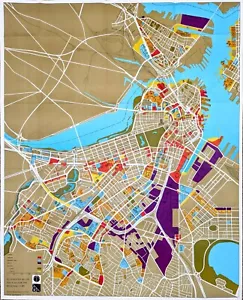 1965 BOSTON - MASSACHUSETTS Map Redevelopment Authority LARGE ORIGINAL (40x32) - Picture 1 of 14