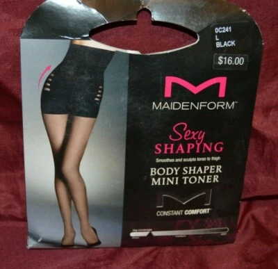 Maidenform Sheer BLACK Pantyhose 20D Sexy Shaping Mini Toner Shaper LARGE VS8 - Изображение 1 из 2